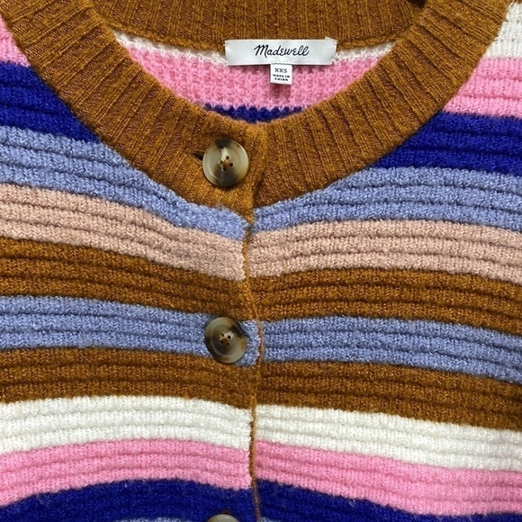 Madewell XXS Colorful Striped Cardigan Button Wool Blend Springview Card… - Picture 5 of 9